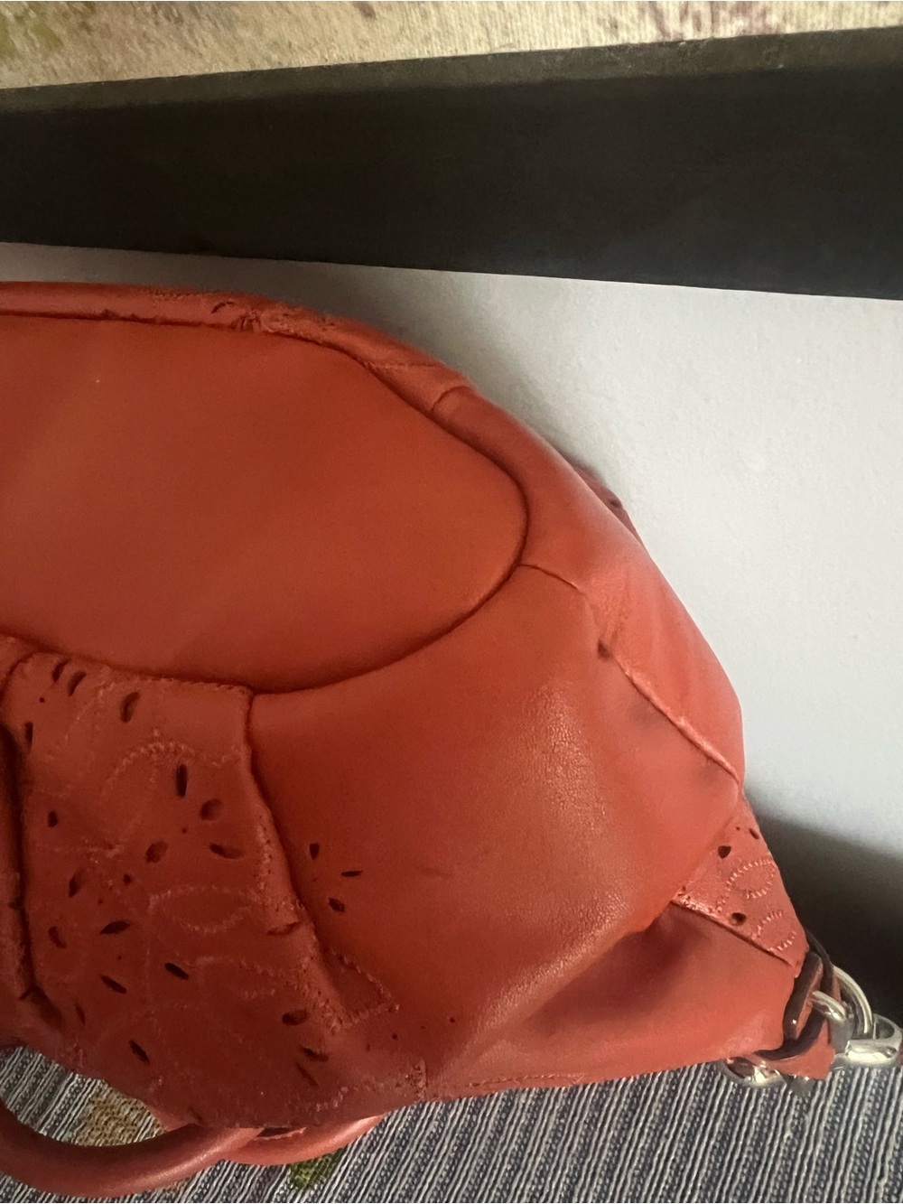 Coach Madison Tossed Lace Lindsey Orange Leather Satchel HTF - Picture 11 of 14